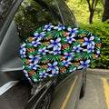 Blue Hawaiian Wildflowers Pattern Print Car Side Mirror Covers