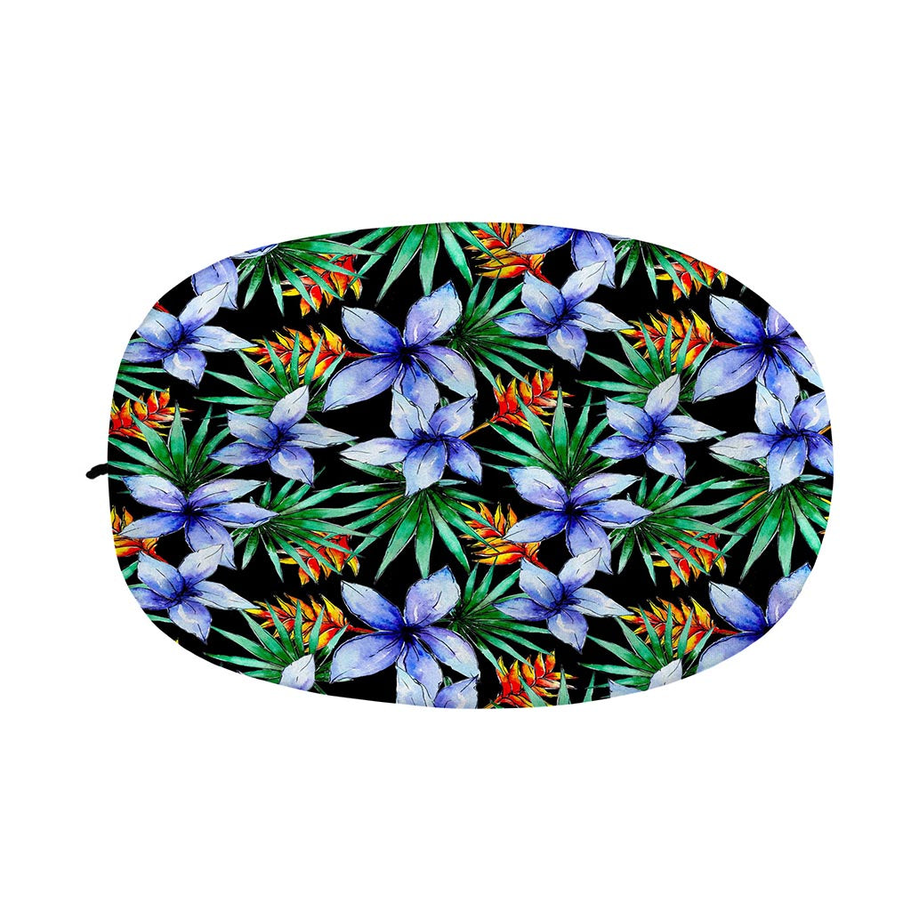 Blue Hawaiian Wildflowers Pattern Print Car Side Mirror Covers