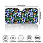 Blue Hawaiian Wildflowers Pattern Print Car Windshield Sun Shade