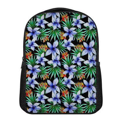 Blue Hawaiian Wildflowers Pattern Print Casual Backpack