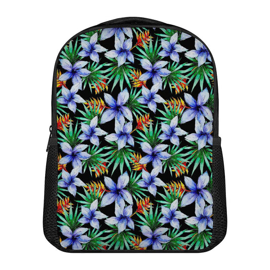 Blue Hawaiian Wildflowers Pattern Print Casual Backpack