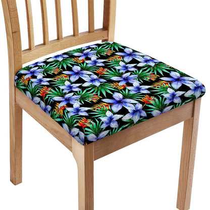 Blue Hawaiian Wildflowers Pattern Print Chair Cushion Cover