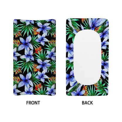 Blue Hawaiian Wildflowers Pattern Print Changing Pad Cover