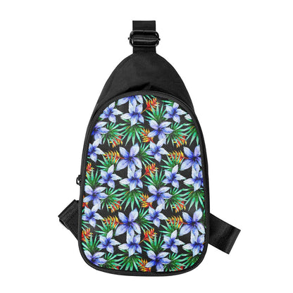 Blue Hawaiian Wildflowers Pattern Print Chest Bag