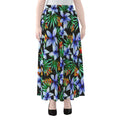 Blue Hawaiian Wildflowers Pattern Print Chiffon Maxi Skirt