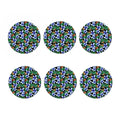 Blue Hawaiian Wildflowers Pattern Print Coaster Set