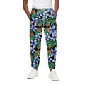 Blue Hawaiian Wildflowers Pattern Print Cotton Sweatpants