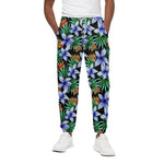 Blue Hawaiian Wildflowers Pattern Print Cotton Pants