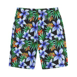 Blue Hawaiian Wildflowers Pattern Print Cotton Shorts