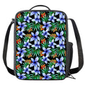 Blue Hawaiian Wildflowers Pattern Print Crossbody Lunch Bag
