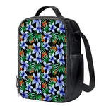 Blue Hawaiian Wildflowers Pattern Print Crossbody Lunch Bag