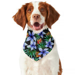 Blue Hawaiian Wildflowers Pattern Print Dog Bandana