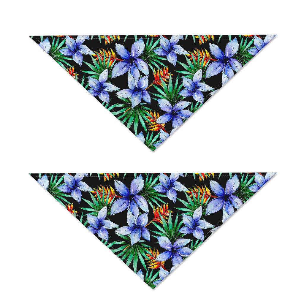 Blue Hawaiian Wildflowers Pattern Print Dog Bandana