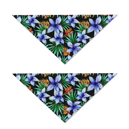 Blue Hawaiian Wildflowers Pattern Print Dog Bandana