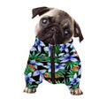 Blue Hawaiian Wildflowers Pattern Print Dog Zip Up Jacket