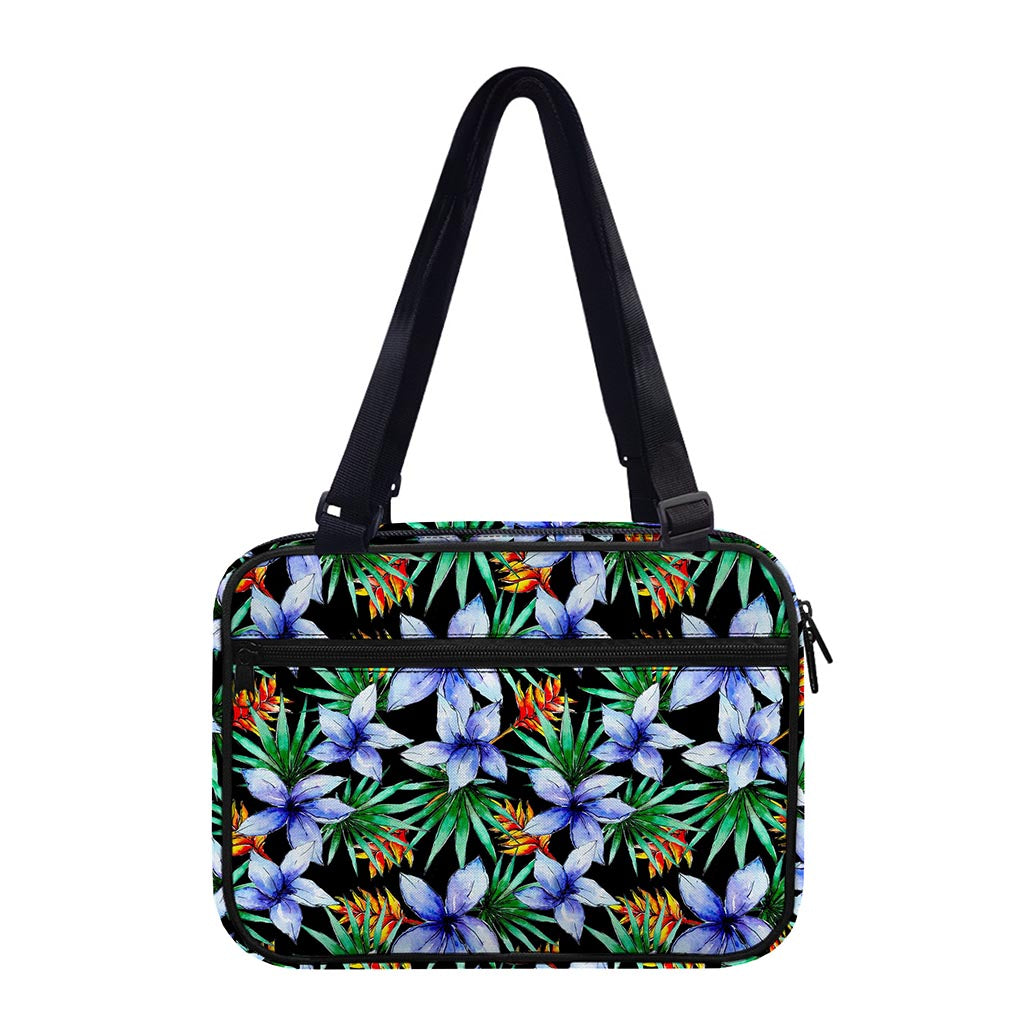 Blue Hawaiian Wildflowers Pattern Print Double Strap Bible Bag