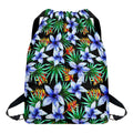 Blue Hawaiian Wildflowers Pattern Print Drawstring Backpack