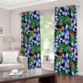 Blue Hawaiian Wildflowers Pattern Print Extra Wide Grommet Curtains