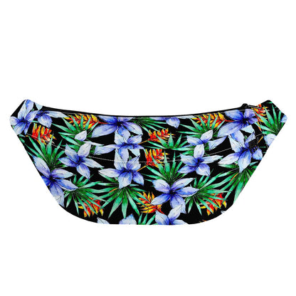 Blue Hawaiian Wildflowers Pattern Print Fanny Pack