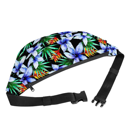 Blue Hawaiian Wildflowers Pattern Print Fanny Pack
