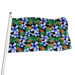 Blue Hawaiian Wildflowers Pattern Print Flag