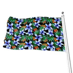 Blue Hawaiian Wildflowers Pattern Print Flag