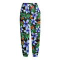 Blue Hawaiian Wildflowers Pattern Print Fleece Lined Knit Pants