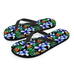 Blue Hawaiian Wildflowers Pattern Print Flip Flops