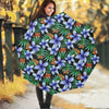 Blue Hawaiian Wildflowers Pattern Print Foldable Umbrella