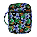 Blue Hawaiian Wildflowers Pattern Print Front Pocket Bible Bag