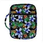 Blue Hawaiian Wildflowers Pattern Print Front Pocket Bible Bag