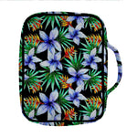 Blue Hawaiian Wildflowers Pattern Print Front Pocket Bible Bag