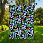 Blue Hawaiian Wildflowers Pattern Print Garden Flag