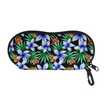 Blue Hawaiian Wildflowers Pattern Print Glasses Case