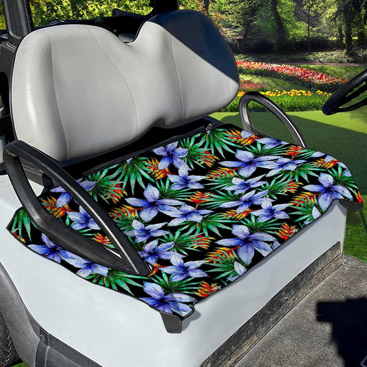 Blue Hawaiian Wildflowers Pattern Print Golf Cart Seat Cover