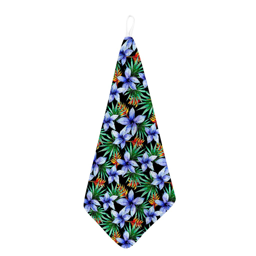 Blue Hawaiian Wildflowers Pattern Print Hand Towel