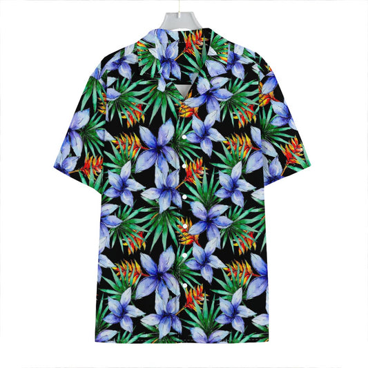 Blue Hawaiian Wildflowers Pattern Print Hawaiian Shirt
