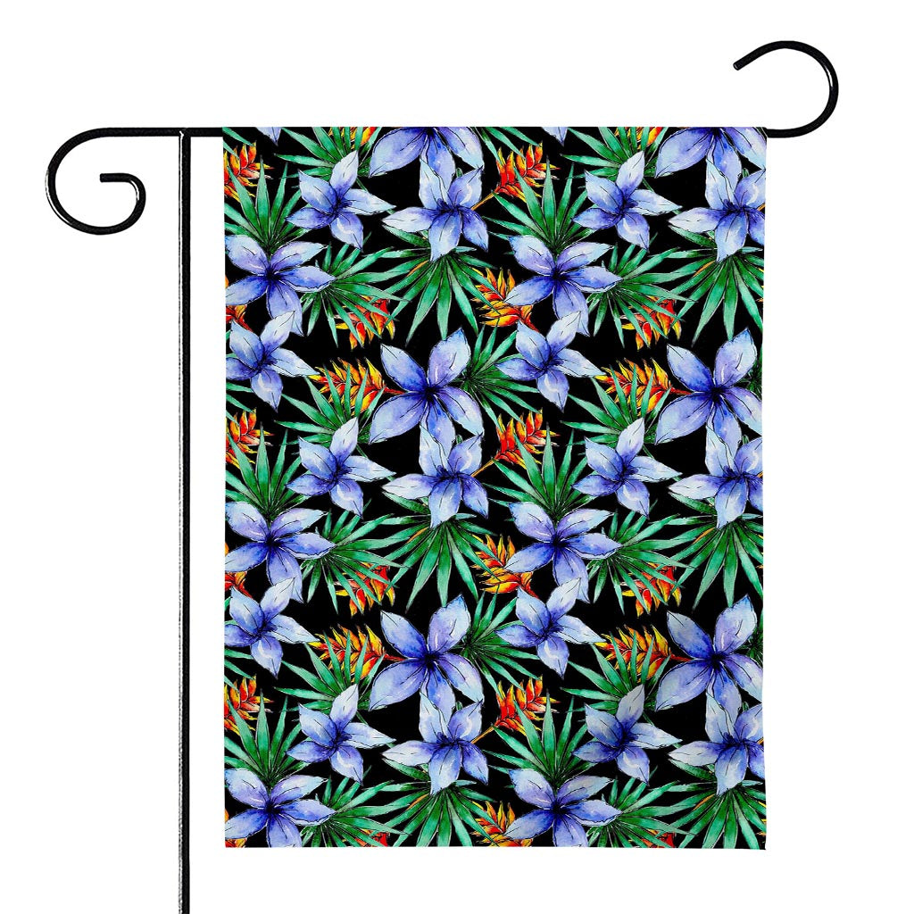Blue Hawaiian Wildflowers Pattern Print House Flag