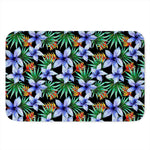 Blue Hawaiian Wildflowers Pattern Print Indoor Door Mat