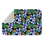 Blue Hawaiian Wildflowers Pattern Print Indoor Door Mat