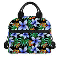 Blue Hawaiian Wildflowers Pattern Print Insulated Lunch Bag