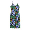 Blue Hawaiian Wildflowers Pattern Print Jersey Midi Cami Dress