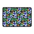 Blue Hawaiian Wildflowers Pattern Print Kitchen Mat