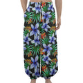 Blue Hawaiian Wildflowers Pattern Print Lantern Pants
