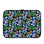 Blue Hawaiian Wildflowers Pattern Print Laptop Sleeve
