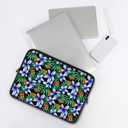 Blue Hawaiian Wildflowers Pattern Print Laptop Sleeve