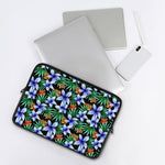 Blue Hawaiian Wildflowers Pattern Print Laptop Sleeve