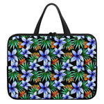 Blue Hawaiian Wildflowers Pattern Print Laptop Sleeve With Handle