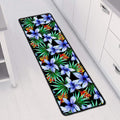Blue Hawaiian Wildflowers Pattern Print Long Kitchen Mat