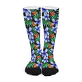 Blue Hawaiian Wildflowers Pattern Print Long Socks